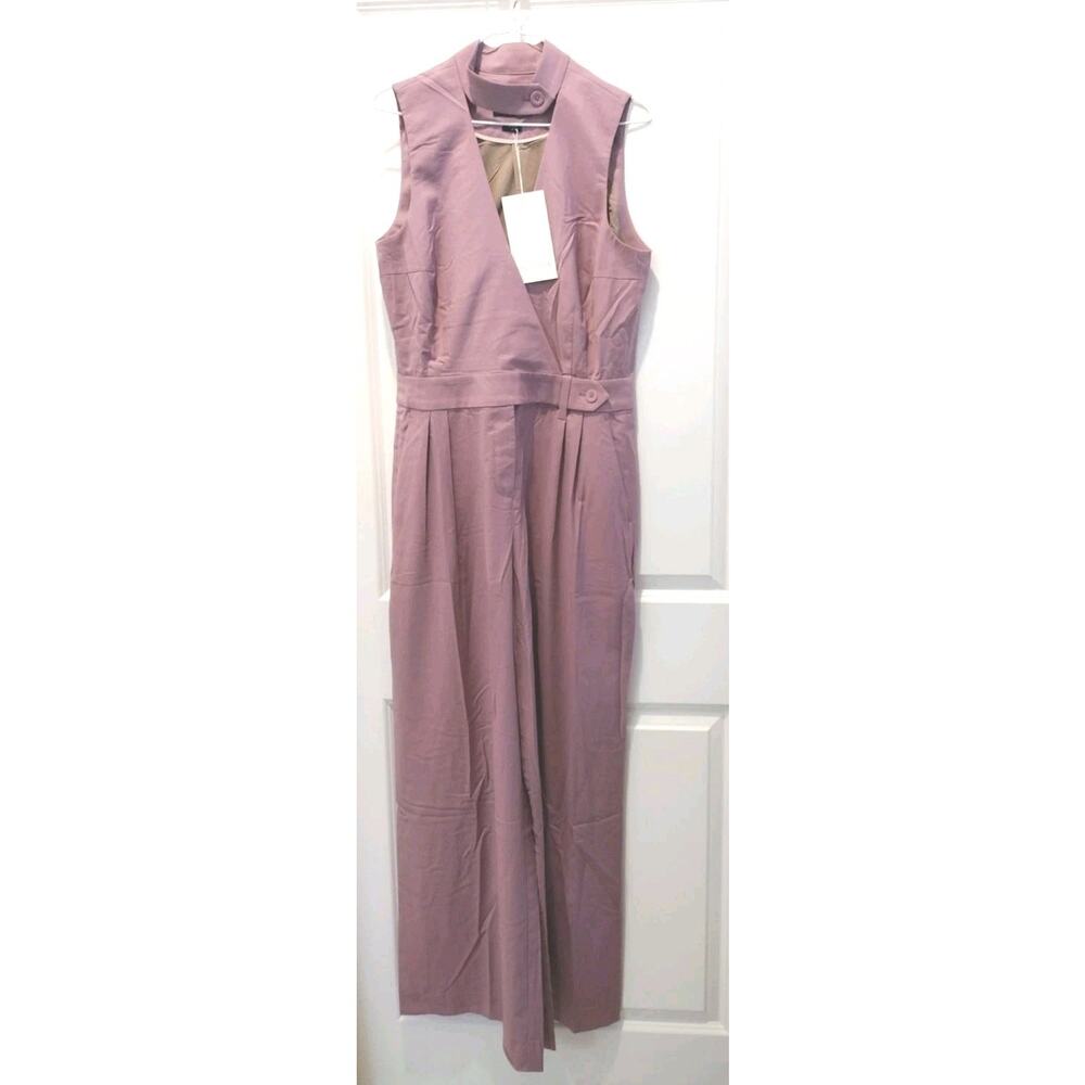 WILDFANG Empower High Waisted V-Neck Jumpsuit in Mauve Size 12